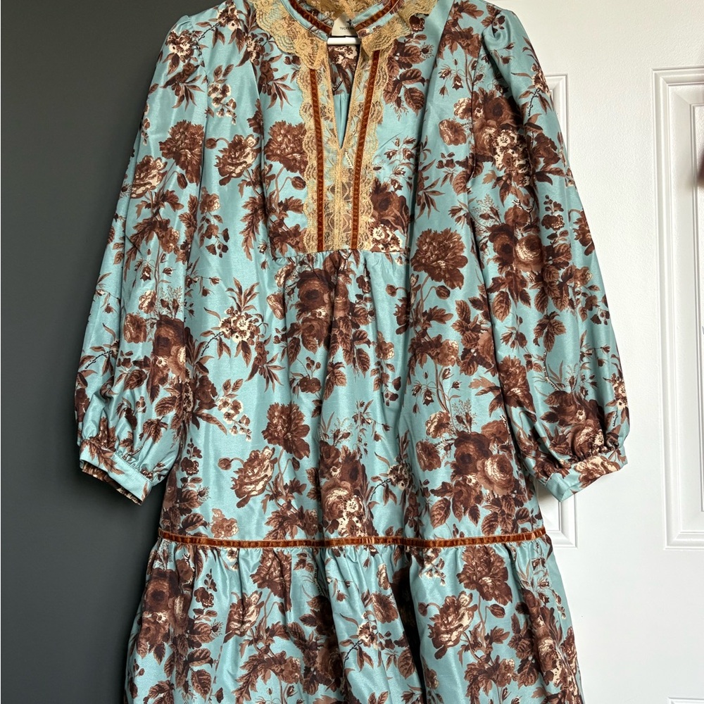 Tuckernuck Floral Palmerston Mini Dress - Blue and Brown